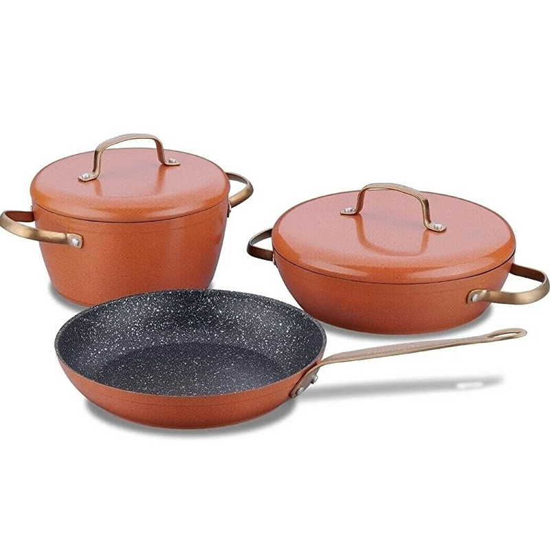 ჭურჭლის ნაკრები Korkmaz A2607-1 VINTAGE Brown Cookware Set (5 pcs)